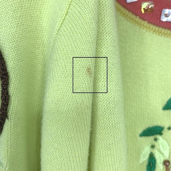 Vintage Berek 2 Tropical Palm Tree Monkey Sz M Novelty Sweater Twinset Beaded - Picture 11 of 11